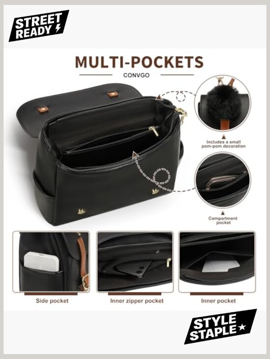 Mini Faux Leather Backpack Purse, Vintage Daypack with Multiple Pockets main image 5